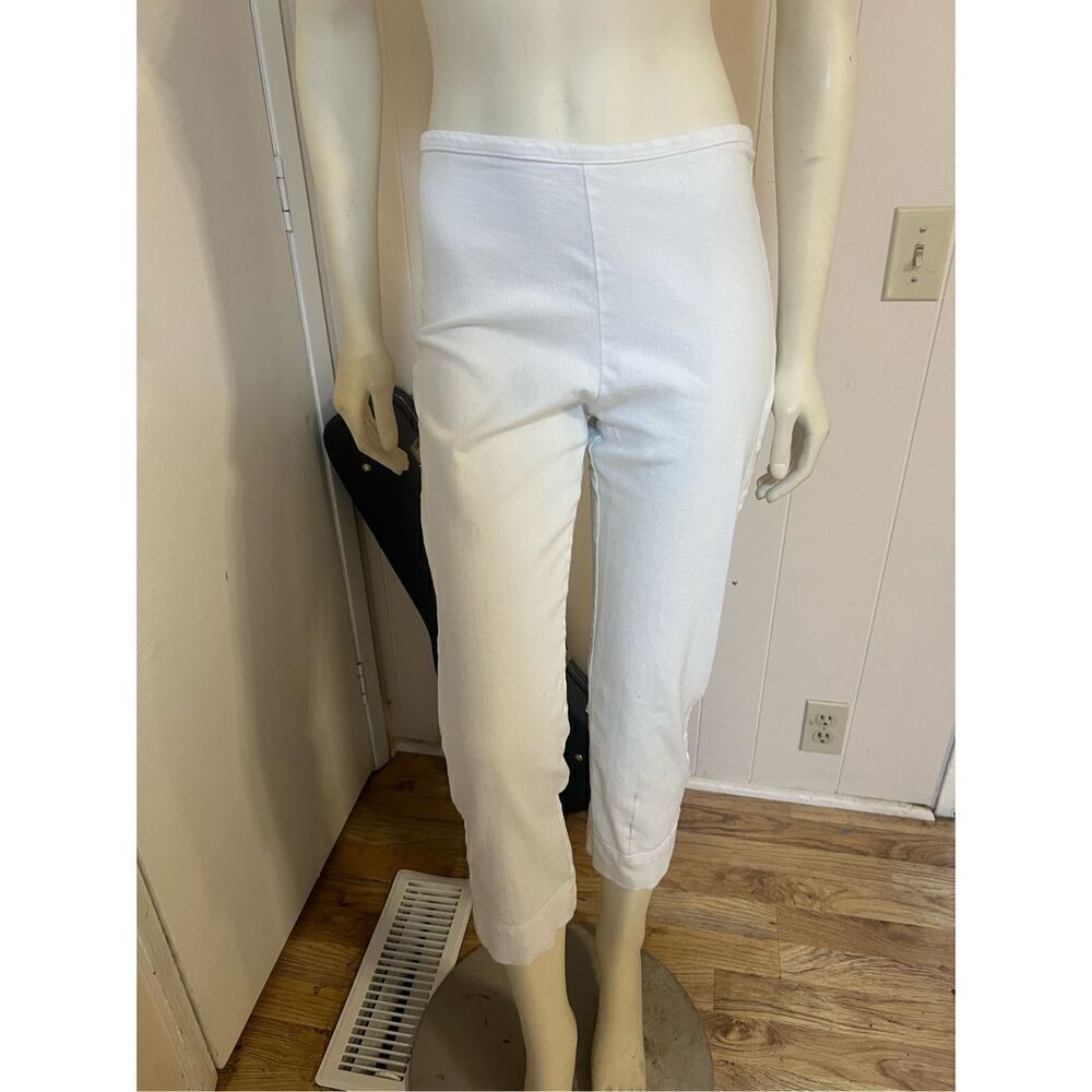😍 Bryn Walker Cropped White Skinny Side Zip Cotton Blend Ankle Pants Size S